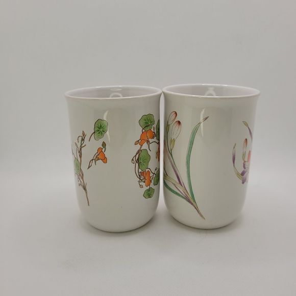Natures Gold Vintage Korea Al Mar Floral 8 Oz Set Of 2 Coffee Tea Cups - Picture 5 of 11